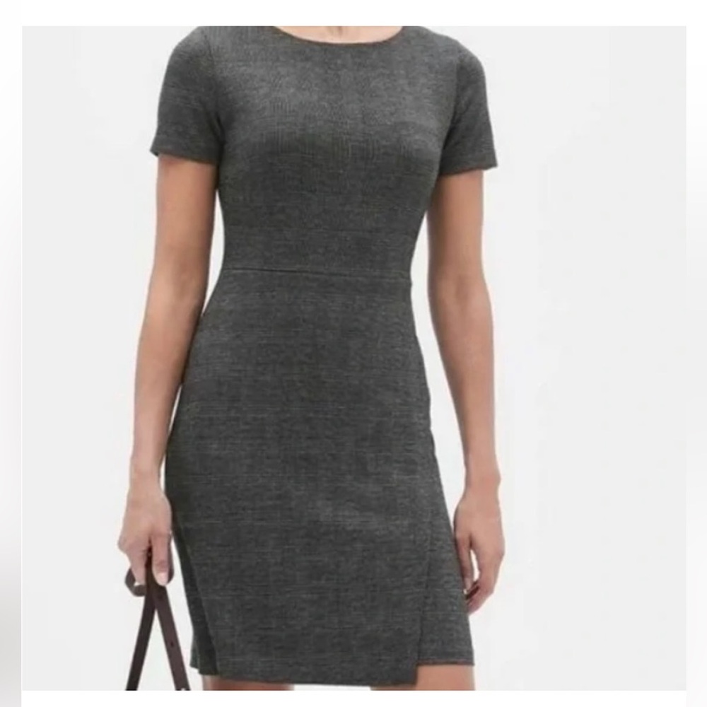 Banana Republic Charcoal Glen Plaid Midi Dress